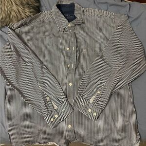 John Ashford Large Men’s Striped Longsleeve Shirt White/Black NWOT